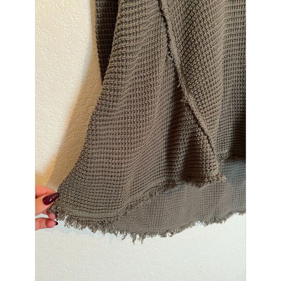 Free People Green Moonshine Cold Shoulder Thermal Waffle Knit Sweater Small - Picture 5 of 10